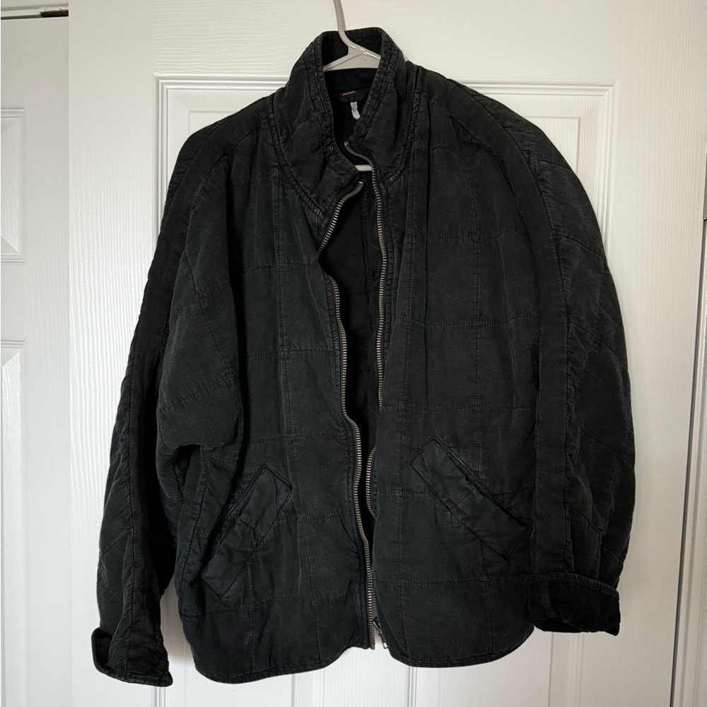 Free People Dolman Quilted Knit Jacket in Black